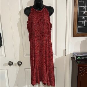 Who What Wear High Neck Ruffle Leopard Dress